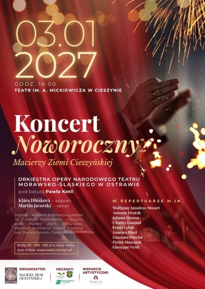 Plakat wydarzenia: XXIV Koncert  Noworoczny Macierzy Ziemi Cieszyńskiej  